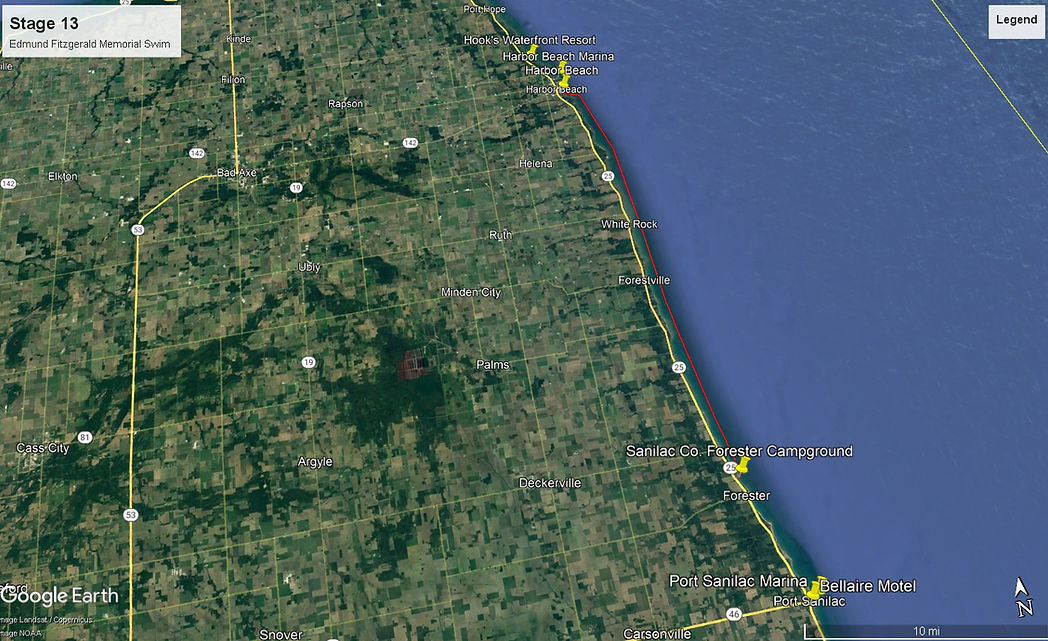Map of Edmund Fitzgerald Memorial Swim - Stage 13